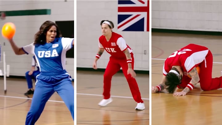 Michelle Obama Has a Cannon of an Arm and Harry Styles Found Out the Hard Way Michelle Obama Has a Cannon of an Arm and Harry Styles Found Out the Hard Way