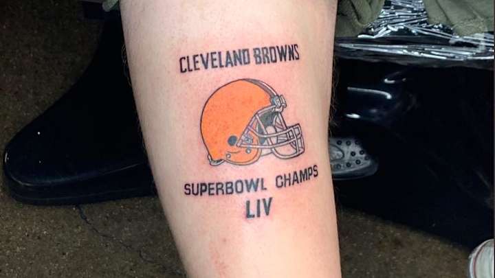 Browns Fan Gets Super Bowl LIV Champs Tattoo Before Week 1 Browns Fan Gets Super Bowl LIV Champs Tattoo Before Week 1