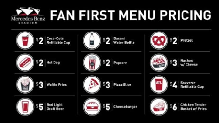 Tickets Will Cost a Fortune, But Concession Prices Will Remain Low in Atlanta for Super Bowl Sunday Tickets Will Cost a Fortune, But Concession Prices Will Remain Low in Atlanta for Super Bowl Sunday