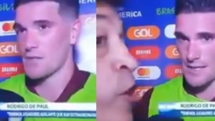 Un periodista deja hablando solo a Rodrigo De Paul en plena entrevista para ir a buscar a Agüero Un periodista deja hablando solo a Rodrigo De Paul en plena entrevista para ir a buscar a Agüero