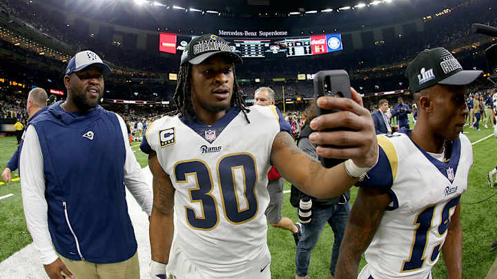 Rams RB Todd Gurley Trolls Saints Fans with Doctored Photo of Uniform Exchange with Referee Rams RB Todd Gurley Trolls Saints Fans with Doctored Photo of Uniform Exchange with Referee