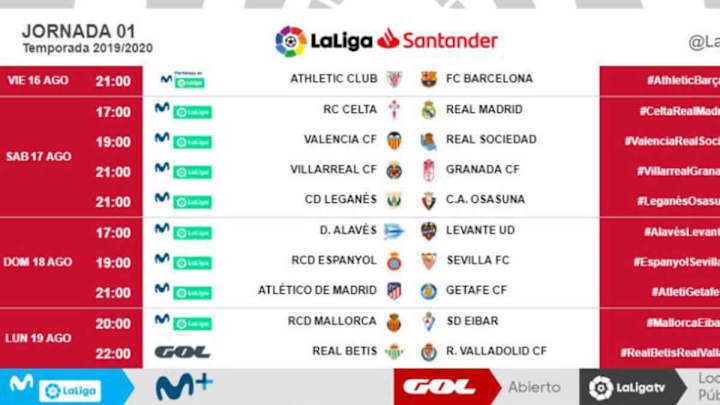 OFICIAL | Los horarios de las tres primeras jornadas de LaLiga
