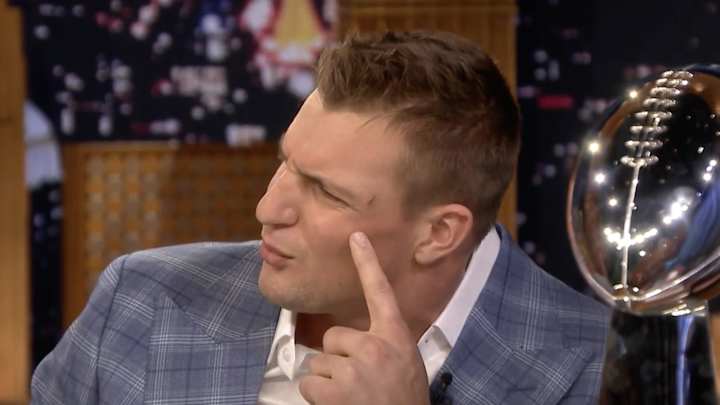 Rob Gronkowski Got Hit in the Head With a Full Beer Can During the Patriots’ Parade