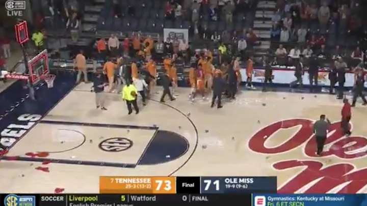 Watch: Ole Miss Fans Throw Garbage on Court After Controversial Ending in Loss to Tennessee Watch: Ole Miss Fans Throw Garbage on Court After Controversial Ending in Loss to Tennessee
