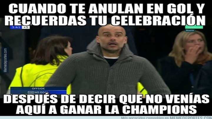 Los mejores memes de la derrota del Manchester City en Champions, la cara de Guardiola, el VAR y más