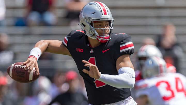 College Football Spring Game Roundup: Jalen Hurts, Justin Fields Shine for New Teams