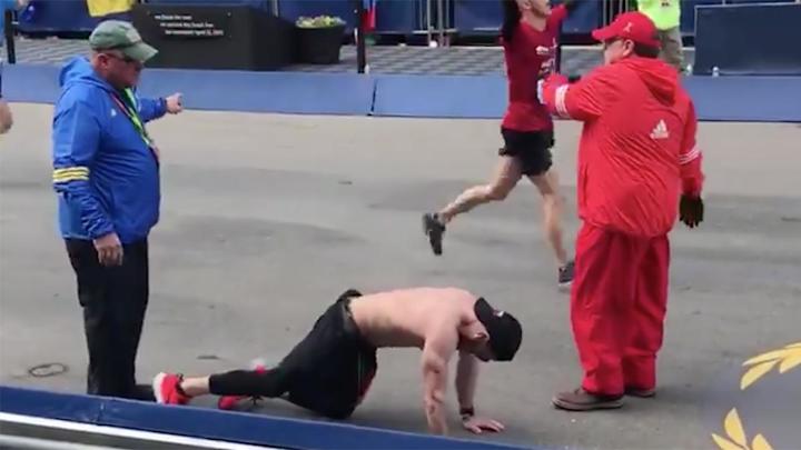 Watch: Marine Running in Honor of Fallen Friends Crawls to Boston Marathon Finish Line