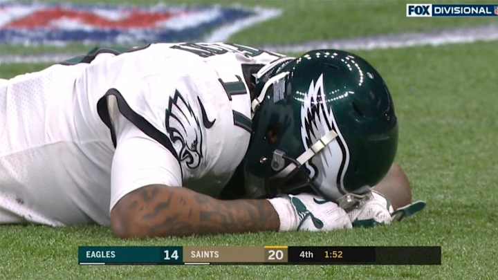 Watch: Alshon Jeffery's Drop Leads to Saints' Game-Sealing INT, Nick Foles Consoles WR Watch: Alshon Jeffery's Drop Leads to Saints' Game-Sealing INT, Nick Foles Consoles WR