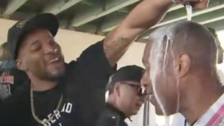 Norm Powell Gets ‘Payback’ on Reporter With Champagne Shower