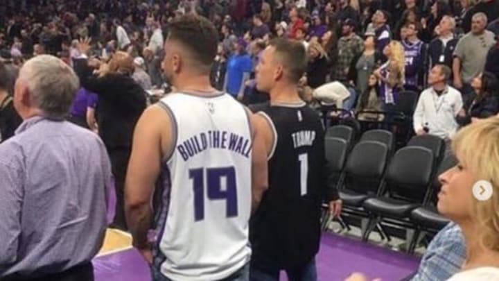 Kings Fans Wear 'Build That Wall' and 'Trump' Jerseys, Claim Outfits Weren't Political Statement Kings Fans Wear 'Build That Wall' and 'Trump' Jerseys, Claim Outfits Weren't Political Statement