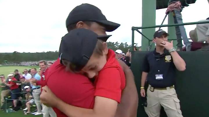 Watch: Tiger Woods Celebrates Fifth Masters Title With Son