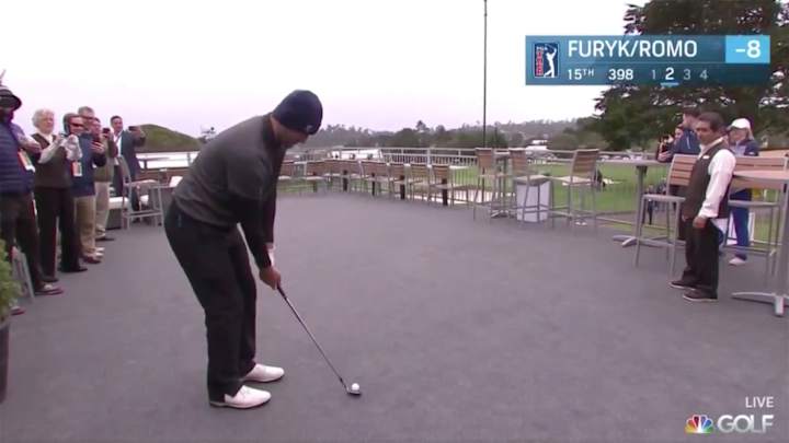 WATCH: Tony Romo Makes Birdie From Hospitality Tent at AT&T Pro-Am