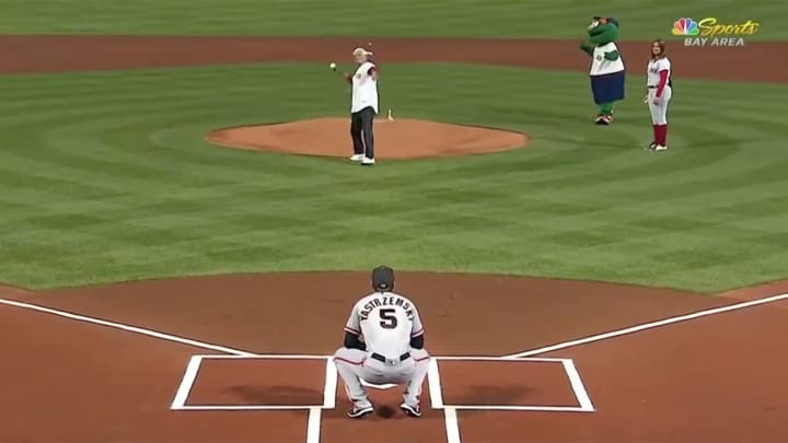 Hall of Fame Legend Carl Yastrzemski Throws First Pitch to Grandson Mike at Fenway Park Hall of Fame Legend Carl Yastrzemski Throws First Pitch to Grandson Mike at Fenway Park