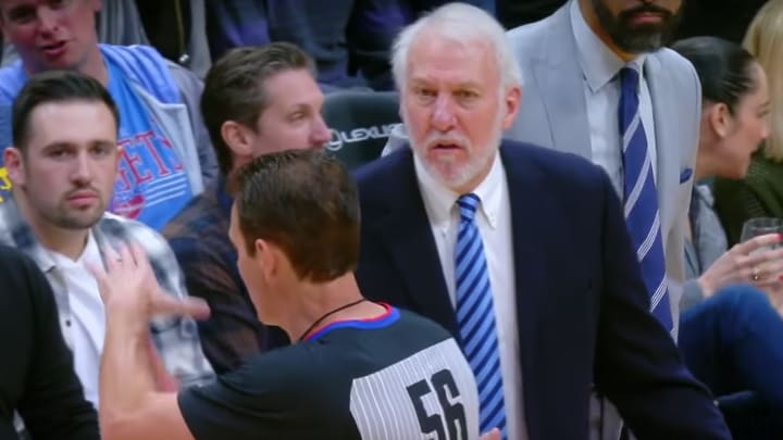Watch: Gregg Popovich Ejected 63 Seconds Into Spurs-Nuggets Game