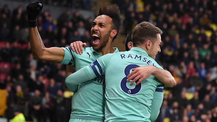 Arsenal Beats 10-Man Watford on Bizarre Aubameyang Goal
