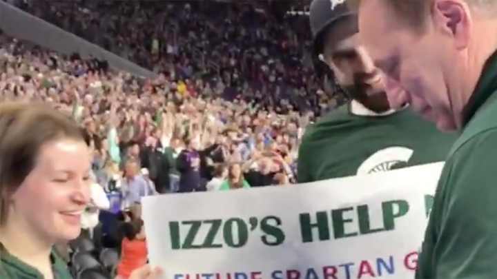 Watch: Tom Izzo Assists with Michigan State Fans' Baby Gender Reveal