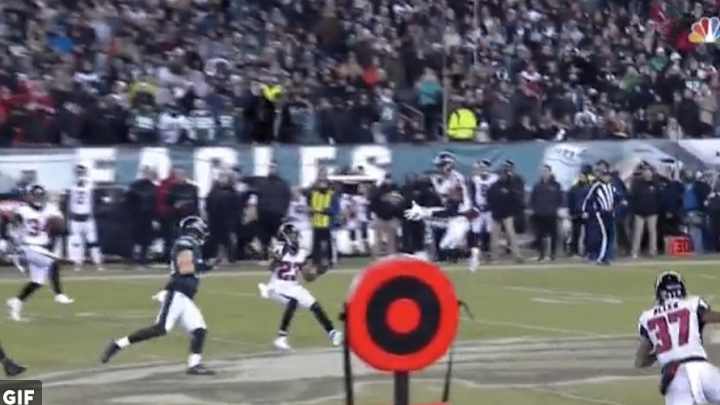 Watch: Potential Interception Deflects Off Keanu Neal’s Knee, Caught by Torrey Smith