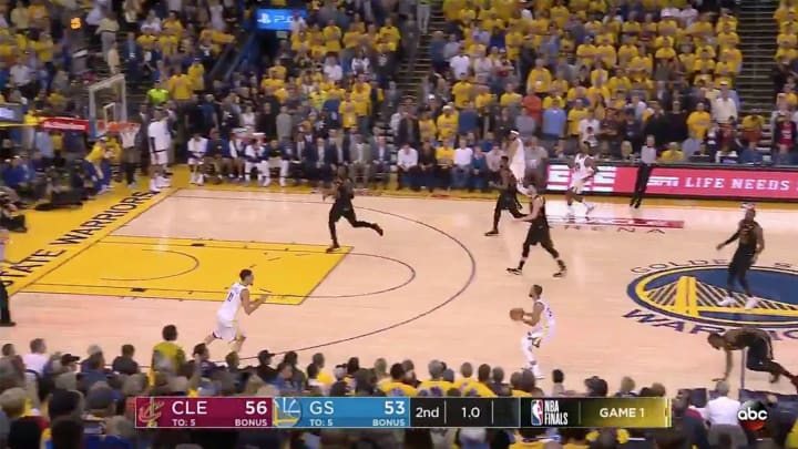 Watch: Stephen Curry Nails 38-Footer Buzzer Beater Before Halftime of Game 1 Watch: Stephen Curry Nails 38-Footer Buzzer Beater Before Halftime of Game 1