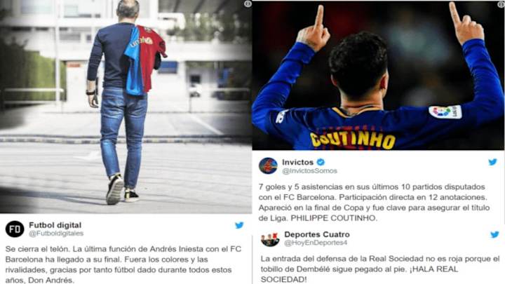 Los mejores 'tweets' de la victoria del Barça y la despedida de Iniesta en el Camp Nou