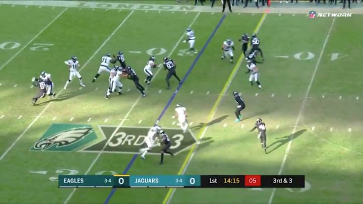 Watch: Carson Wentz Catches Deflected Pass, Barrels Ahead for First Down