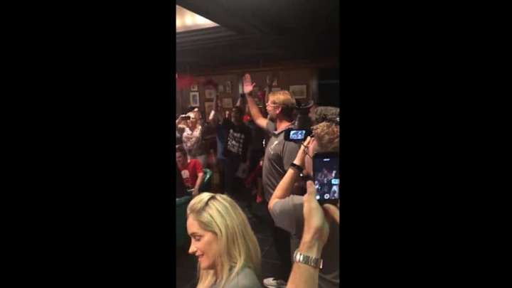 WATCH: Jurgen Klopp Joins In With Surprised Liverpool Fans for Rendition of 'Allez, Allez, Allez'