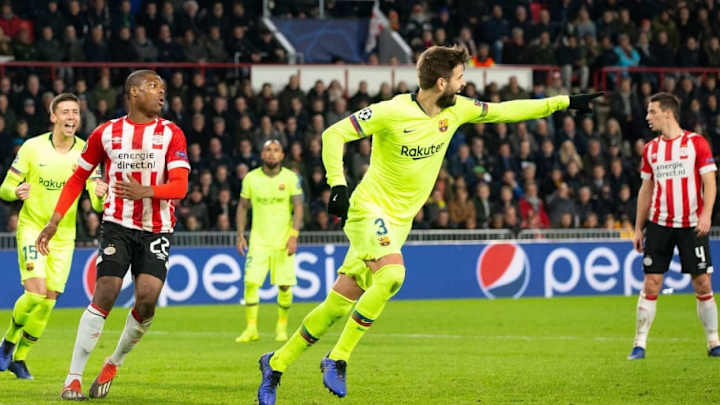 PSV 0 - 2 Barcelona: Piqué aumenta la diferencia tras una falta lanzada por Messi