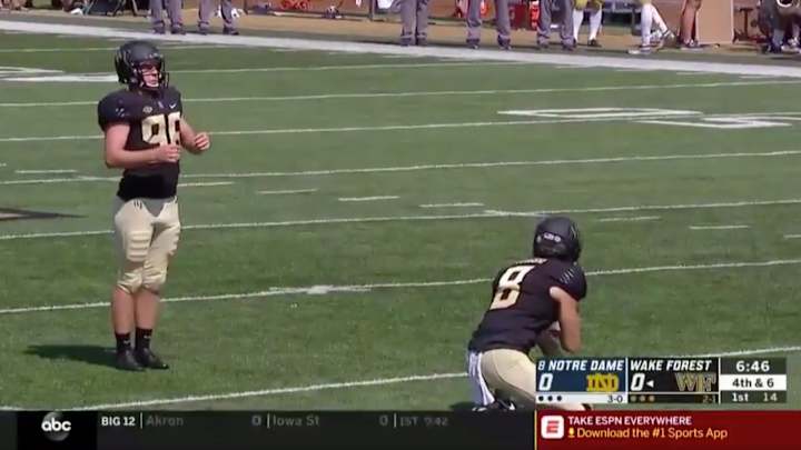 Watch: Wake Forest Field Goal Unit Enters Game Without Kicker Watch: Wake Forest Field Goal Unit Enters Game Without Kicker