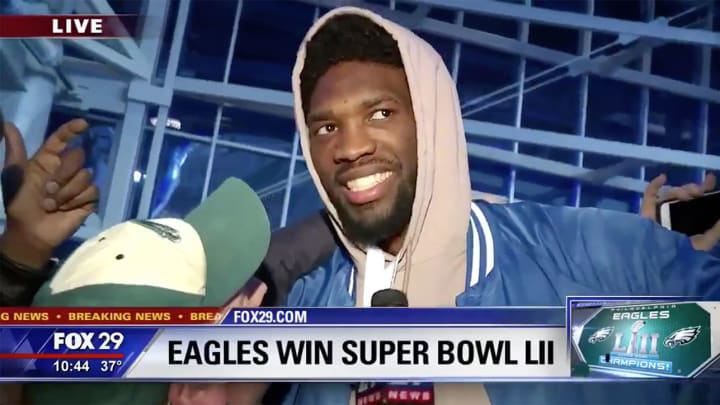 Watch: Joel Embiid Crashes Local News Broadcast Celebration, Says 76ers Are Next