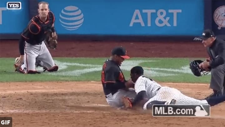 Watch: Didi Gregorius Slides Home Head First in Extra Innings, Called Out Watch: Didi Gregorius Slides Home Head First in Extra Innings, Called Out