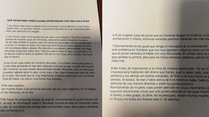 Argentina's World Cup Manual Gives Players Advice on Picking Up Russian Women