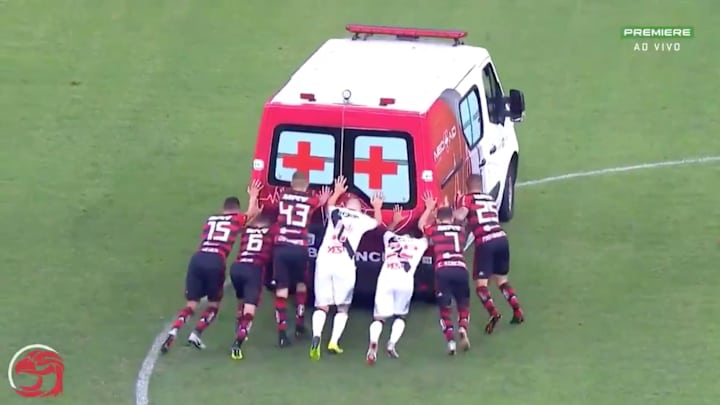 Watch: Soccer Player Gets Knocked Out During Game, Teammates Push Ambulance Off Pitch