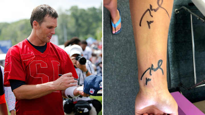 Friday's Hot Clicks: Patriots Fan Gets Tom Brady's Autograph Tattooed on Her Arm Friday's Hot Clicks: Patriots Fan Gets Tom Brady's Autograph Tattooed on Her Arm