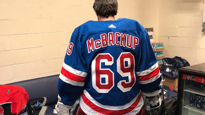 Rangers' Emergency Goalie Gets a No. 69 ‘McBackup’ Uniform Rangers' Emergency Goalie Gets a No. 69 ‘McBackup’ Uniform