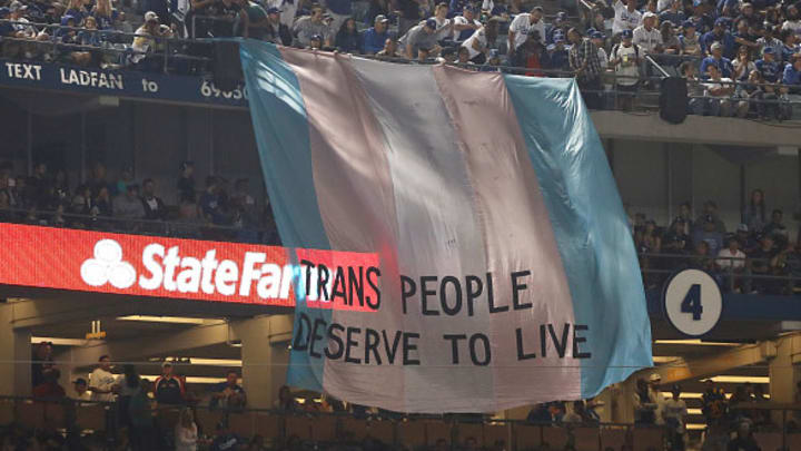Fans Hang 'Trans People Deserve to Live' Banner at Dodger Stadium in Game 5 Fans Hang 'Trans People Deserve to Live' Banner at Dodger Stadium in Game 5