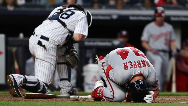 Bryce Harper Leaves Game After Hit By Pitch for Second Time