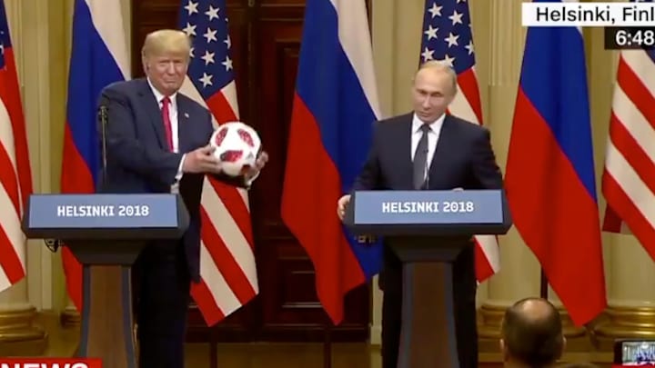 Watch: Vladimir Putin Gifts Donald Trump Soccer Ball After World Cup Watch: Vladimir Putin Gifts Donald Trump Soccer Ball After World Cup