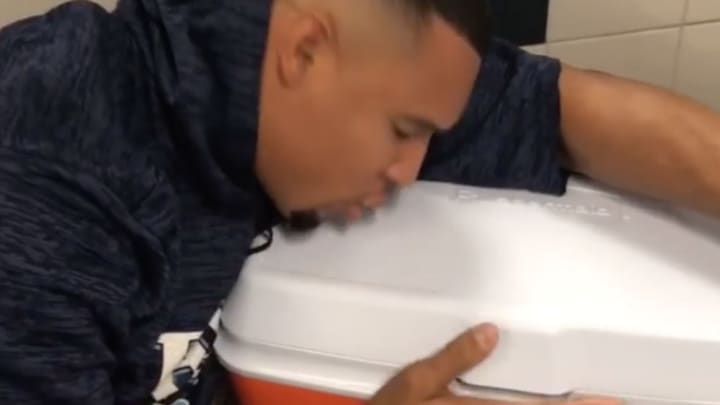 Watch: Carlos Gomez Apologizes to Water Coolers Everywhere After Destroying Two on July Fourth