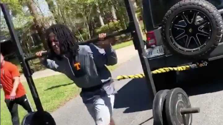 Watch: Alvin Kamara's Ridiculous Offseason Workout Involves Pulling a Truck