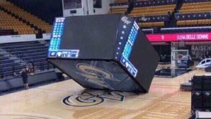 Photos: Jumbotron at George Washington University's Smith Center Collapses on Court Photos: Jumbotron at George Washington University's Smith Center Collapses on Court