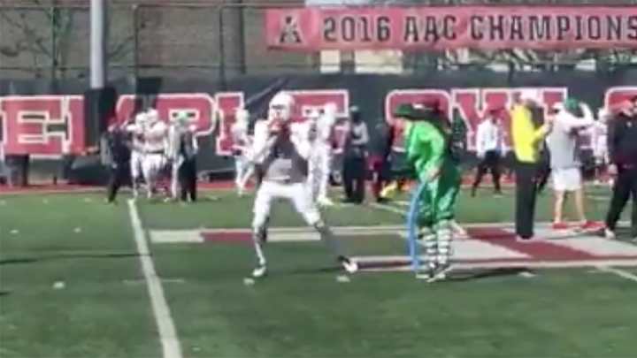 Watch: Temple Celebrates St. Patrick's Day With Leprechaun at Spring Practice
