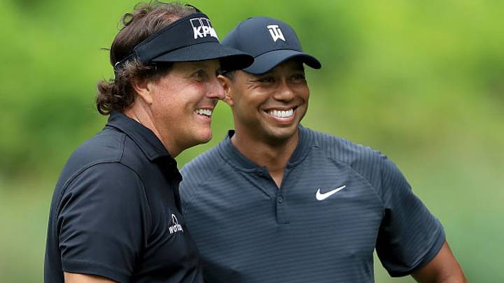 Watch: Tiger Woods and Phil Mickelson Go Head-to-Head in Game of 'Golf Pong'