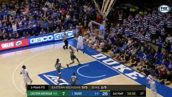 Watch: Duke's Zion Williamson Goes Off Against Eastern Michigan