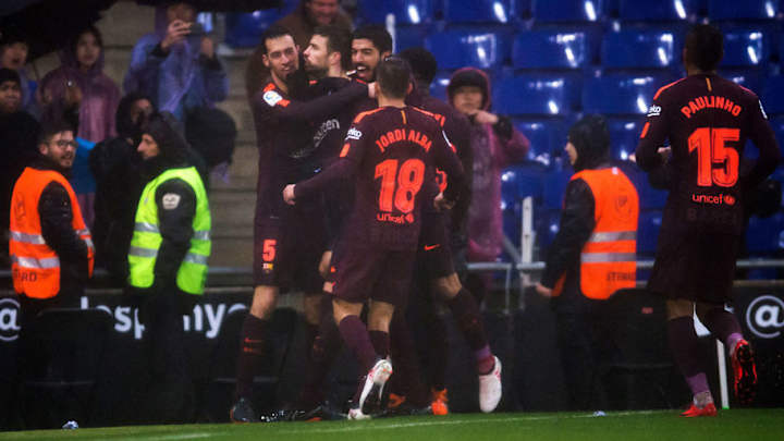 La polémica celebración de Piqué tras su gol al "Espanyol de Cornellà"