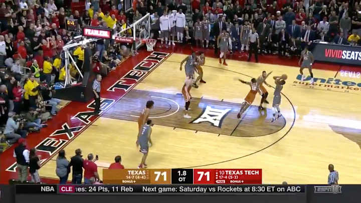 Watch: Keenan Evans Hits Overtime Buzzer-Beater to Lift Texas Tech Over Texas