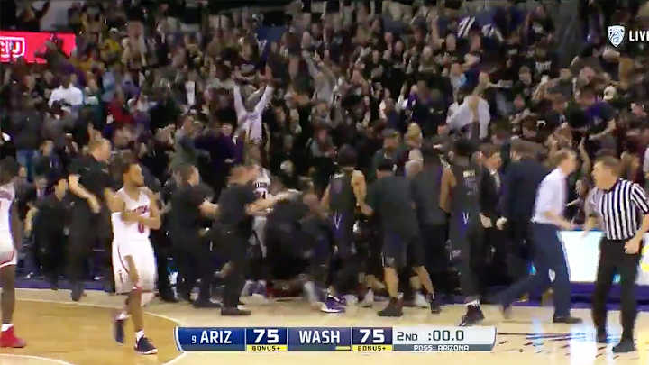 Watch: Washington Shocks No. 9 Arizona on Three-Point Buzzer Beater