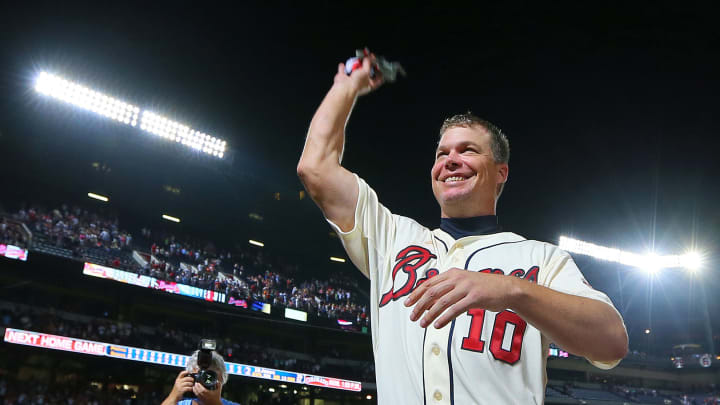 Chipper Jones Celebrates Chipper Jones Day With Jacket Featuring Photos Of Chipper Jones