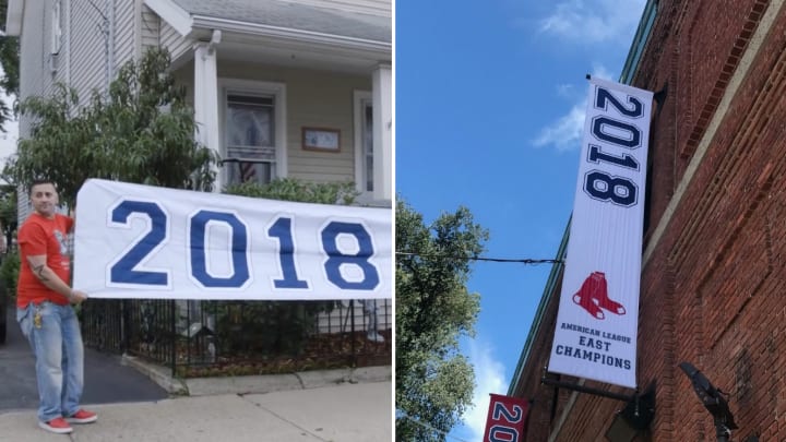 Red Sox Banner ‘Found’ by Boston Bozos Goes Up at Fenway Park