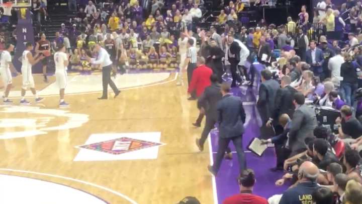 Watch: LSU Coach Will Wade, Louisiana Coach Bob Marlin Have Heated Exchange During NIT