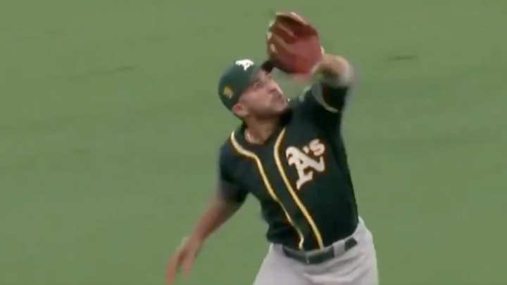 Watch: A's Outfielder Ramon Laureano Unleashes 321-Foot Throw to Finish Double Play