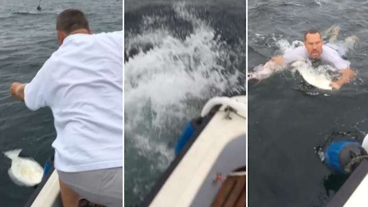 Watch: Fisherman Jumps Off Boat to Catch Fish With His Own Two Hands Watch: Fisherman Jumps Off Boat to Catch Fish With His Own Two Hands